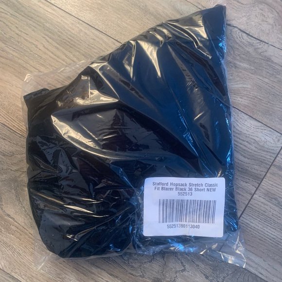 NWT STAFFORD HOPSACK STRETCH CLASSIC FIT BLAZER BLACK 36 SHORT - Picture 4 of 6